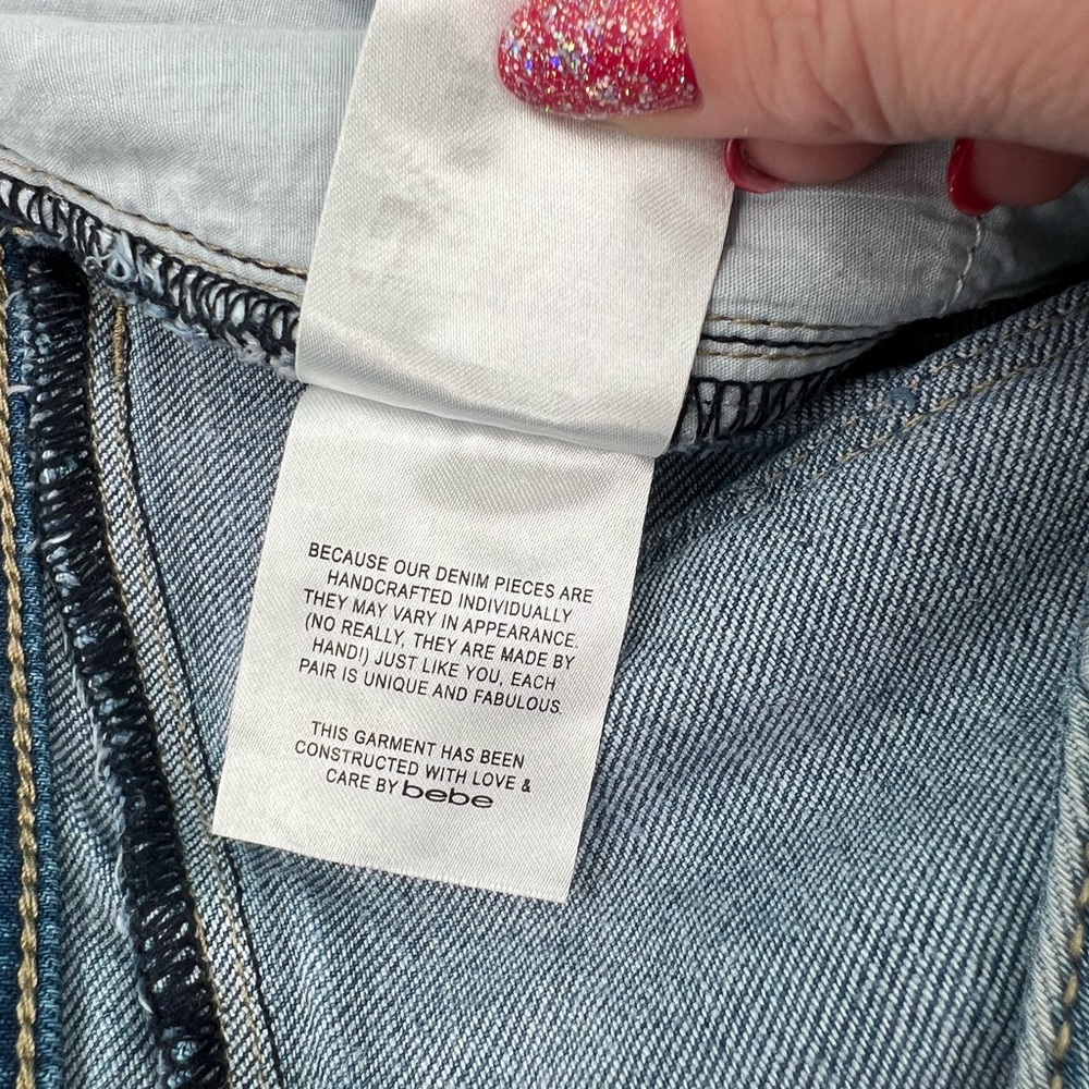 Bebe Rhinestone Denim 30 - Picture 5 of 12